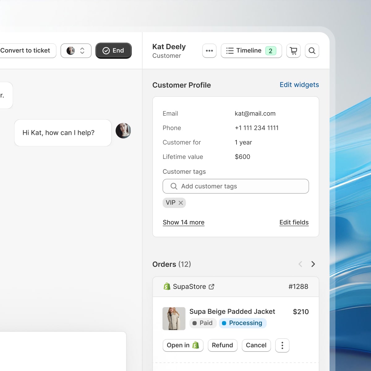 Richpanel custom fields on the customer sidebar